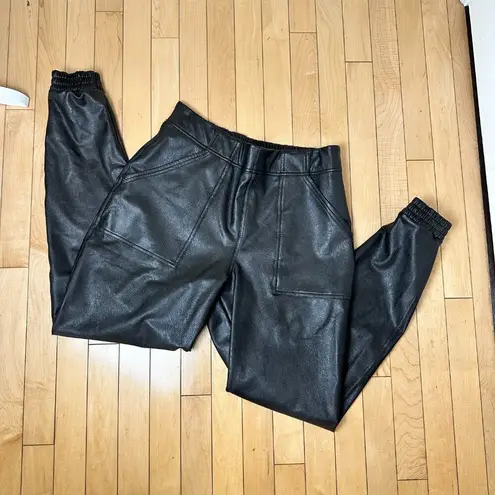 Spanx Faux Leather Jogger Pants Black Size Large