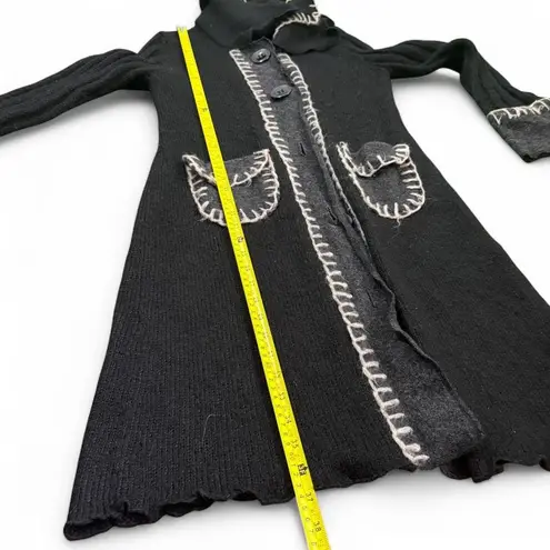 cupio Y2K Sweater Cardigan Duster Wool Blend Chunky Boho Whipstitch Patchwork