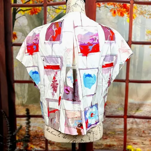 Socapri Fully Lined Blazer Jacket Top Red/Blue on Ivory size 44 Italian 8 us Blue