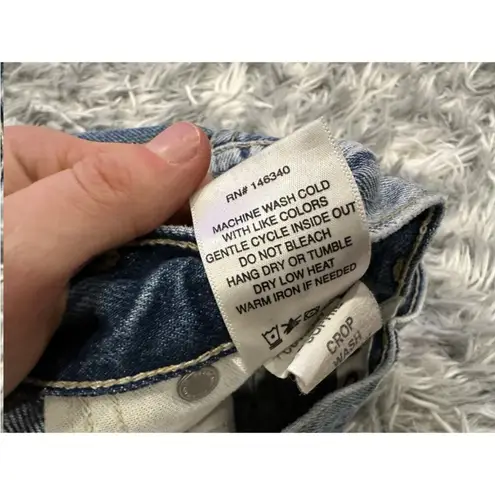 AMO Sophie High Rise Crop Jeans Runaway Destroy Wash Distressed 24 Blue