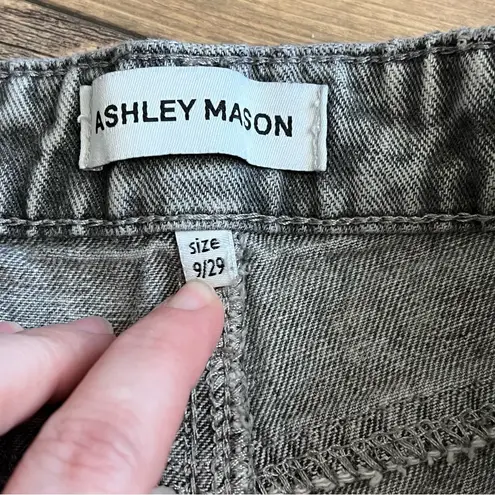 Pink Bow Embroidered Pockets Gray Wash Jeans Ashley Moore Denim Sz 9 / 29