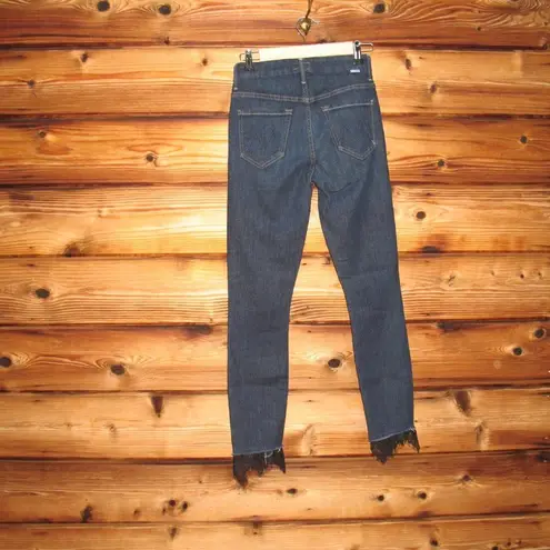 MOTHER High Waisted Looker Dagger Ankle Fray Lace Blue Size 25