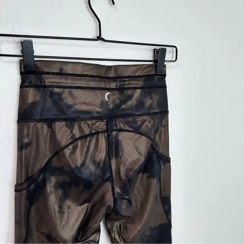 Zyia Bronze Hendrix Metallic Pocket Drawstring Luxe 7/8 Legging Athletic Active