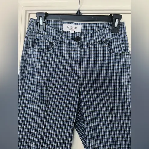 Derek Lam 10 Crosby Blue Check Cropped Flare Trousers