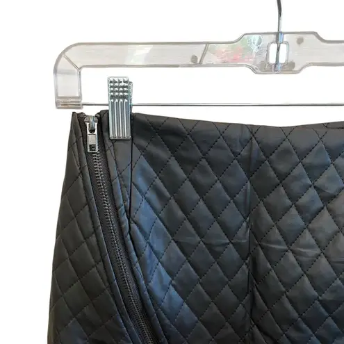 LF  Faith in Love Zip Asymmetrical Quilted Faux Leather Mini Skirt Black Size 8