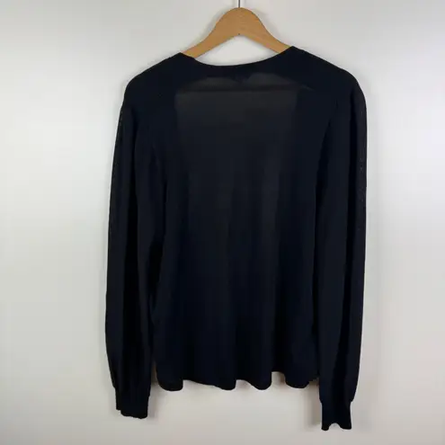 Chico's Black Open Front Cardigan Size 2 Large Long Sleeve Knit Layering Neutral