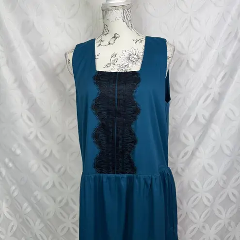 Camilla Tree Boutique Teal Blue Black Lace Sleeveless Dress Size L