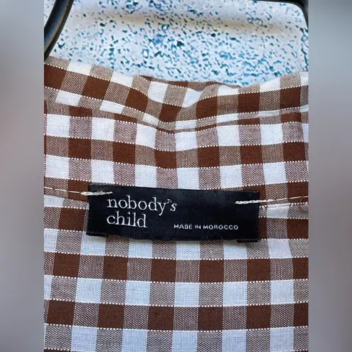 nobody's child gingham dress in brown size 8 White