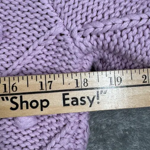 English Factory Lilac Pom Pom Puff Sleeve Sweater Women M Textured Popcorn Knit