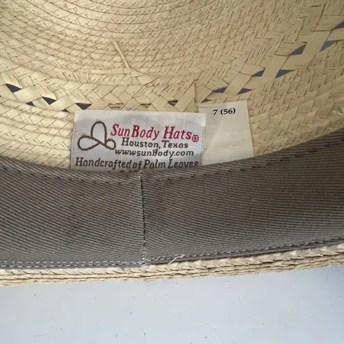 SunBody Palm Leaf Wide Brim Sun Hat Size 7 (56) Handcrafted Guatemala Beach