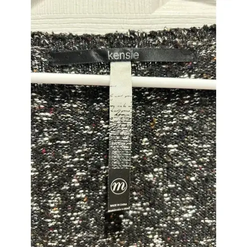 Kensie  Women Medium Marled Dark Multicolor Elbow‎ Patch Button Cardigan Black