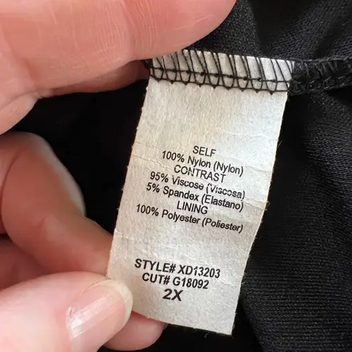 GILLI Womens Dress Short Sleeve Rose Embroidered Bell Skirt Black Red Green 2X