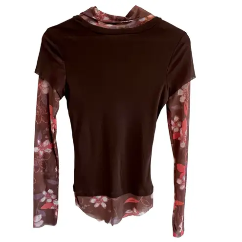 Sweet Pea Vintage Y2K Floral Faux Layered Mesh Top Size S Fairy Elena Gilbert
