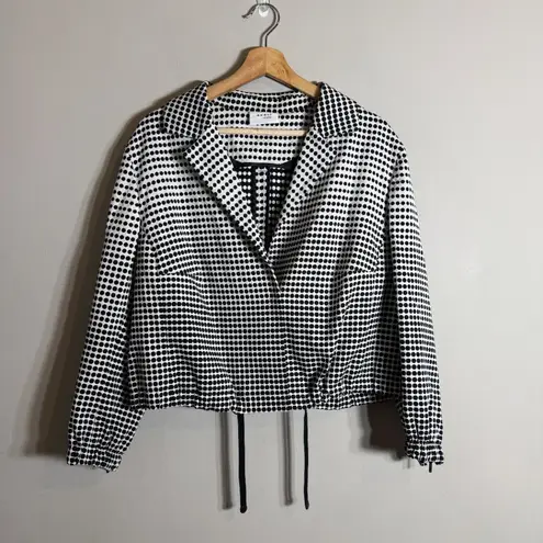 Akris Punto Polka Dot Blazer Jacket Women's 16 Black White Cropped Designer Chic