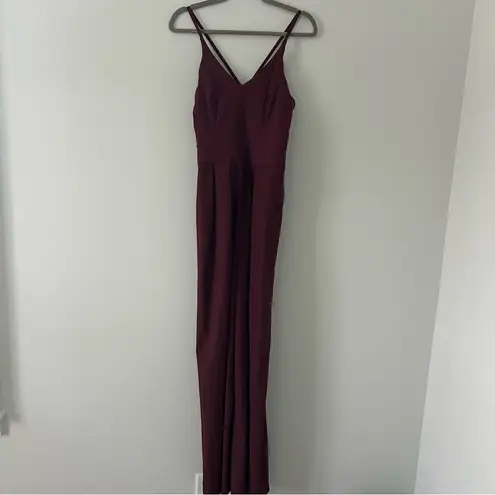 Halara Breezeful Backless Side Zipper Pocket Wide Leg Jumpsuit Amaranth M Tall