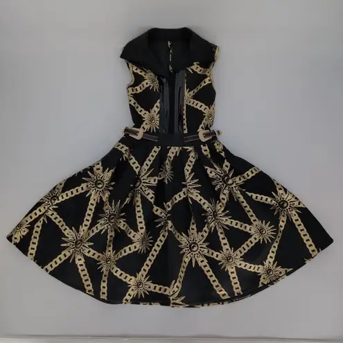 Barok Paris NJ Couture Black & Gold Scuba Material Sleeveless Dress NWT