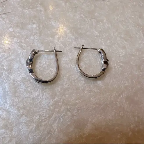 NWT Jtv White Diamond Accent Rhodium Over Sterling Silver Hoop Earrings