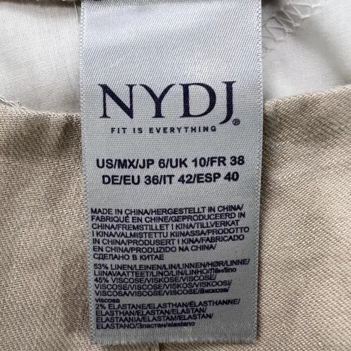 NYDJ Trousers Lift Tuck Technology Beige Linen Blned Pants 6 Classic Workwear