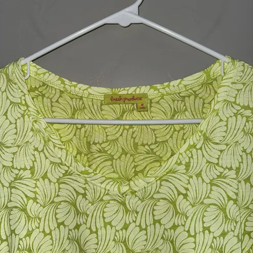 Fresh Produce Woman’s V-neck Shirt Top Size M Ruched Sides Bright Green 21857