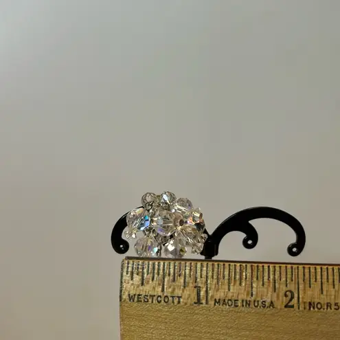 Vintage Laguna clip on earrings faceted clear aurora borealis cascading crystals