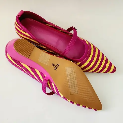 Bubblegum TIJN Cielle Striped Ponted Toe Wedges Size 8