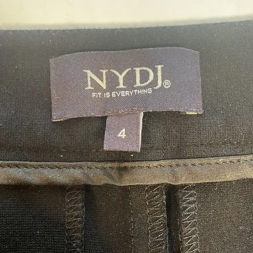NYDJ Ponte Knit Black Ankle Pants Front Seam Stretch Lift X Tuck Classic Size 4