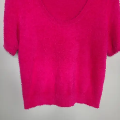 Maeve Anthropologie Scoop Neck Fuzzy Knit Eyelash Top Sweater Pink Womens Sz XL