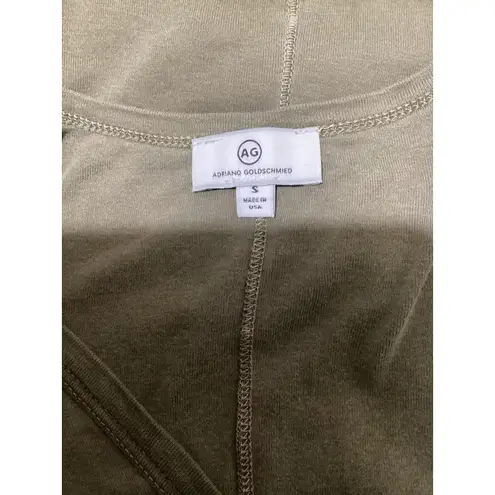 AG Adriano Goldschmied Shirt Womens Small Olive Deep V Neck Cap Sleeve Made USA Green