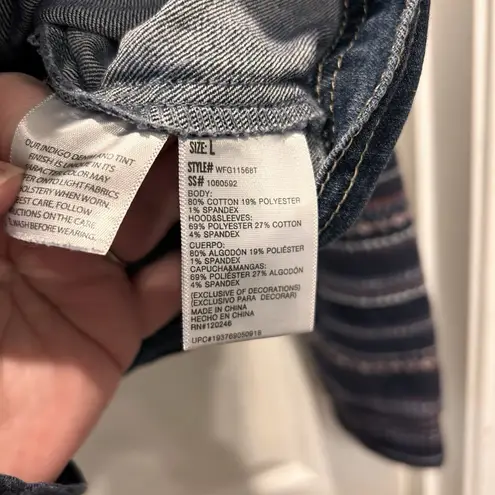 Wallflower Authentic Denim The Dreamer Fit Jean Jacket Hooded Womens Size L Blue Size L