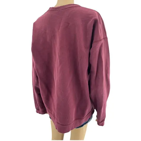 Hanes  LARGE Burgundy Red Distressed Athleisure Sweatshirt Sweater