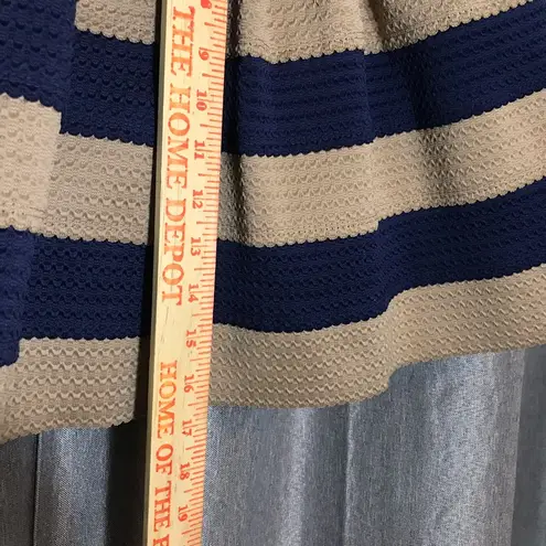 Pleated Stripe Puffy Navy Tan Structured FSR Skirt Blue Size L