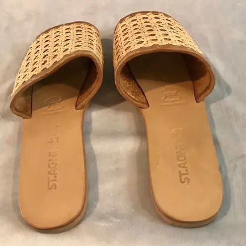 St. Agni brown/cream slip-on flat slides size 41