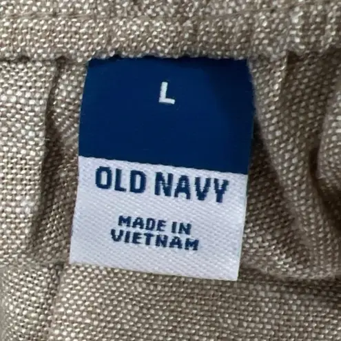 Old Navy  Women's Brown Tan Linen Pleated High Waist Pockets Casual Shorts Size L