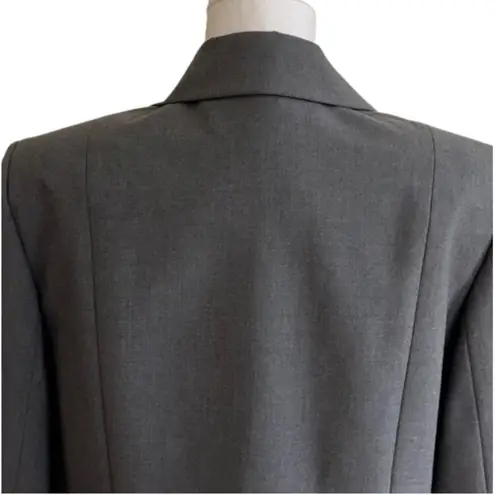 Tahari ASL Blazer Jacket Petite Charcoal Gray Black Lace Trim Career Size 12P