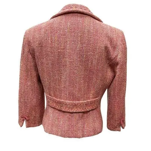 Cynthia Steffe Cynthia Steffens Cropped Pink Tweed Blazer Decorative Buttons 3/4 Sleeve Jacket
