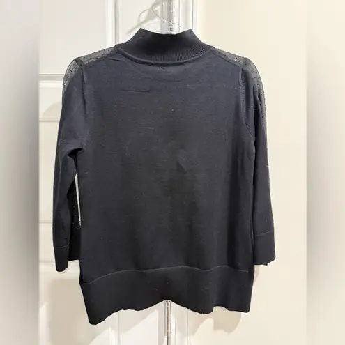 Cable & Gauge Black Rhinestones Sparkle Sweater Mock Neck Holiday Party M FLAW