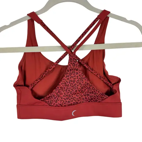 Zyia Burnt Orange Leopard Light N Tight Strappy Racerback Sports Bra Size Small