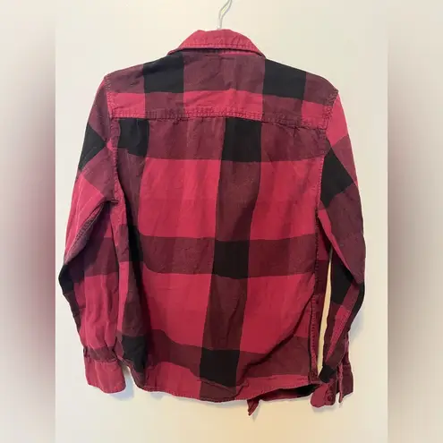 Arizona Jeans Arizona Maroon and Black Plaid Flannel Size Small