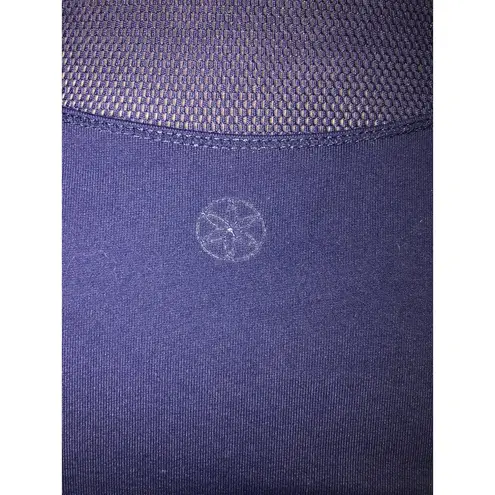 Gaiam Giaim Hooded Mesh Bodysuit Navy Blue S XS Sleeveless Active Workout Sheer Cool