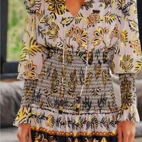 Farm Rio NWT floral tapestry mini dress silver XS