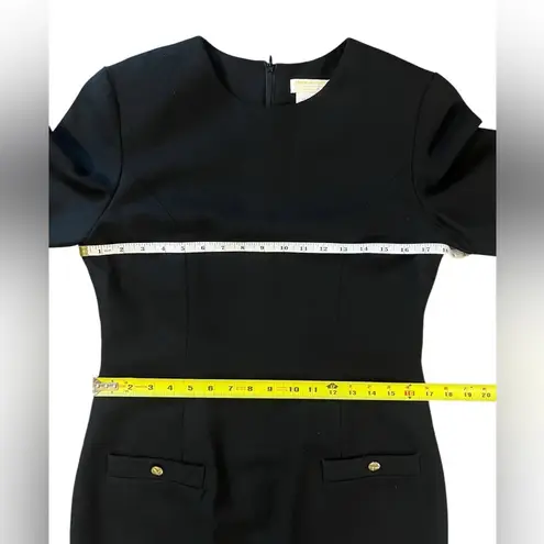 Brooks Brothers  100% Wool Sheath Dress Classic Black Gold Buttons Womens 8