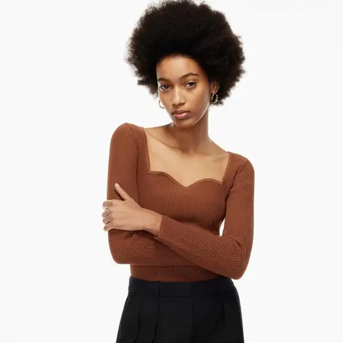 Babaton Aritzia Sculpt Knit Sweetheart Longsleeve Top Size Large Deep Teal Blue