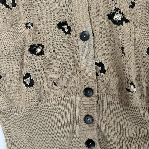 Escada by Margaretha Ley Vintage Animal Print Cardigan‎ Sweater Brown