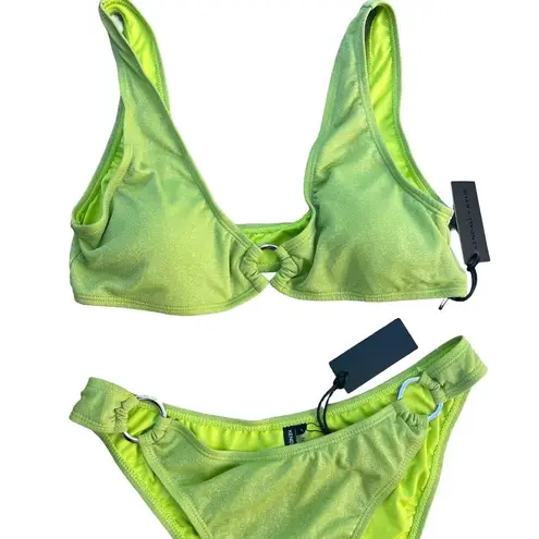 Kendall + Kylie NEW  Neon Shimmer Bikini Size Large L Green Revolve