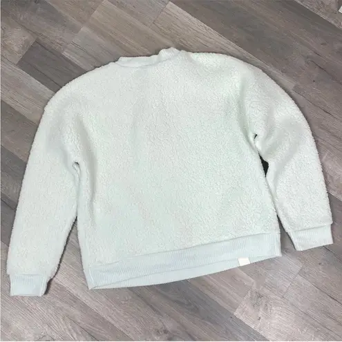 a.n.a . A New Approach Faux Sherpa Henley Pullover Sweatshirt Mint Green Small