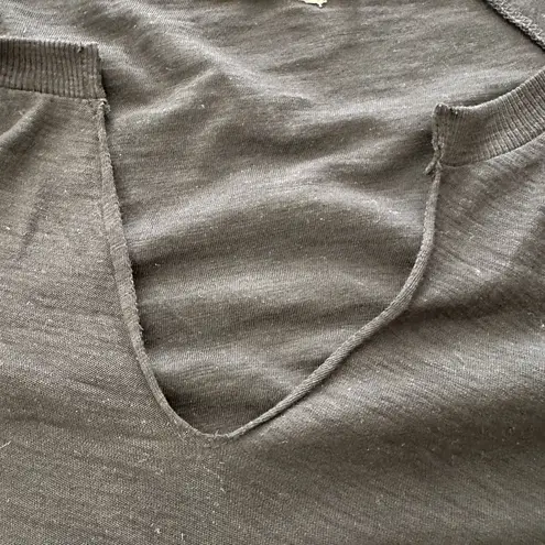 Nation Ltd M Top Black Puff Sleeve V Neck Pima Cotton Capsule Basic Shirt