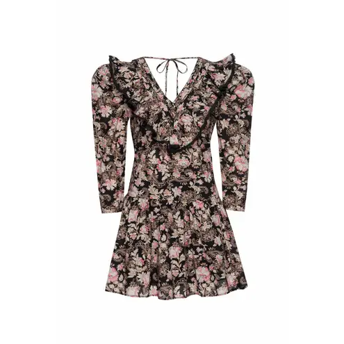 ST. ROCHE Organic Cotton Floral Hatfield Dress Belladonna Print Size 10 $370 Black