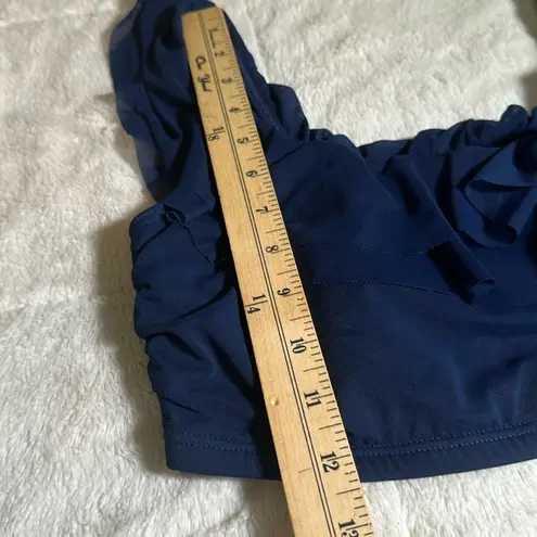 Carmen Marc Valvo Women's Mesh Ruffle Midnight Blue Bikini Top size Medium NEW