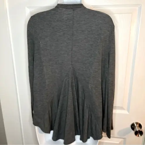 Gillian & O’Malley Marled Open Front Cardigan Ruffle Back High Low Hem Grey S Gray