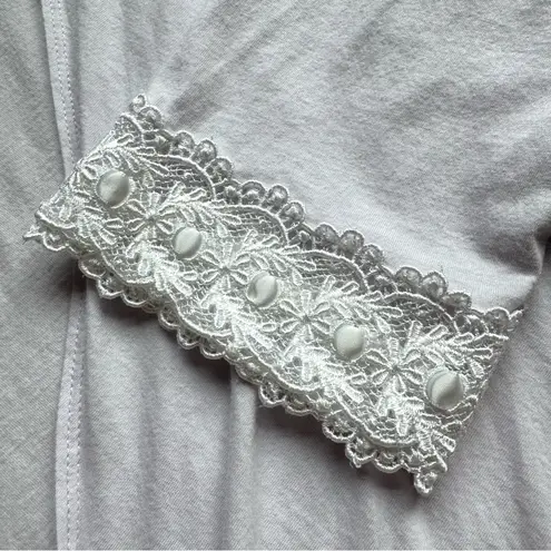 Eileen West Cotton Modal Open Front Robe L Lilac Lace Tradwife Cottage Rustic Purple Size L